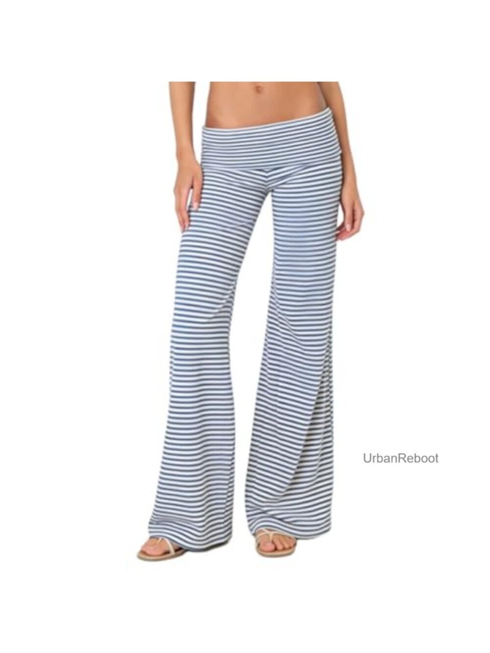 Fold Over Low Rise Wide Leg Yoga Pants for Women Flared Lounge